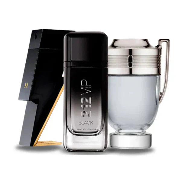 Combo de 3 perfumes Carolina Herrera BAD BOY, Carolina Herrera 212 VIP BLACK e Paco Rabanne INVICTUS 100ml