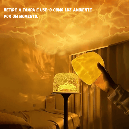 ABAJUR DE MESA COM BASE ALTA E ONDAS D`ÁGUAS - OceanGlow