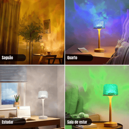 ABAJUR DE MESA COM BASE ALTA E ONDAS D`ÁGUAS - OceanGlow