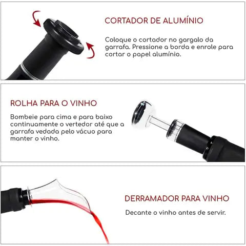 Abridor de Vinho com Suporte para Mesa - Saca Rolhas Elétrico