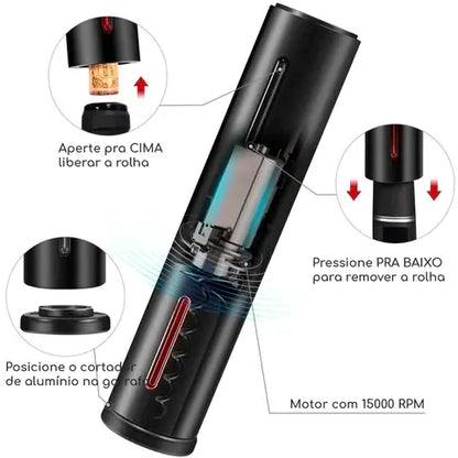 Abridor de Vinho com Suporte para Mesa - Saca Rolhas Elétrico