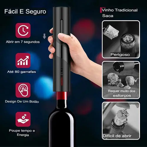 Abridor de Vinho com Suporte para Mesa - Saca Rolhas Elétrico