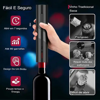 Abridor de Vinho com Suporte para Mesa - Saca Rolhas Elétrico